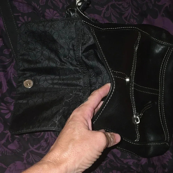 FOSSIL Womens Purse Bag Black Crossbody Travel Key Charm Leather - Picture 11 of 16